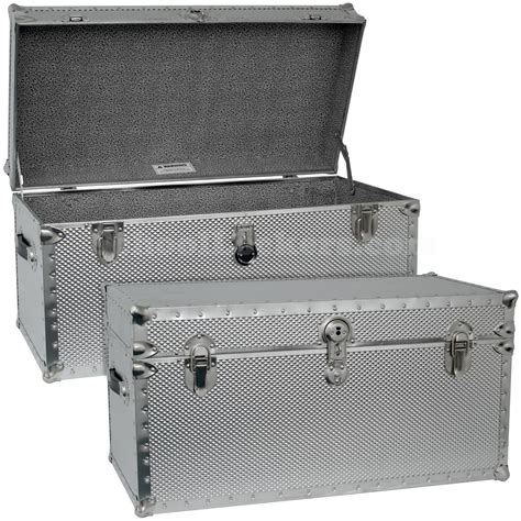 lockable metal box to fit inside trunk|metal trunks and footlockers.